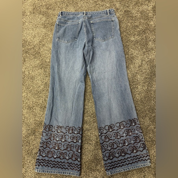 Vintage Spiegel Beaded 100% Cotton Blue Jeans - Picture 3 of 8